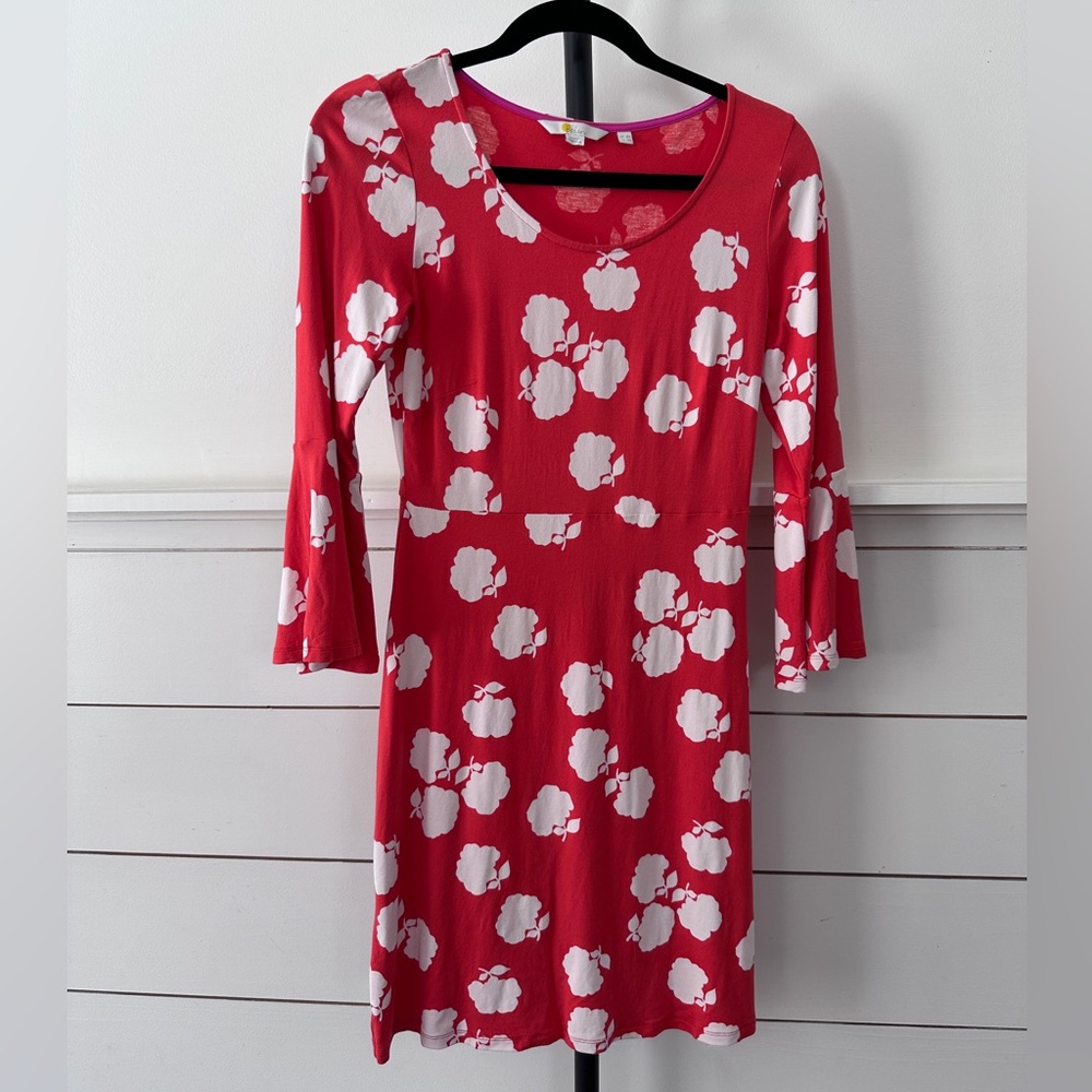 Boden Red/orange Mini Dress with flare sleeves